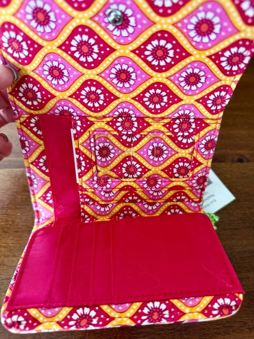 Vera Bradley Hot Pink Floral Quilted Wallet with Yellow & White Accents - Picture 4 of 5